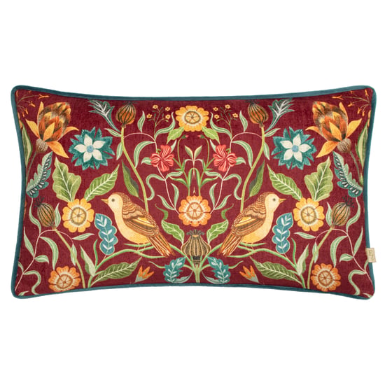Evans Lichfield Hawthorn Birds Chenille Piped Cushion Cover - Image 1
