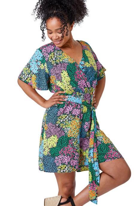 Petite Ditsy Floral Belted Playsuit