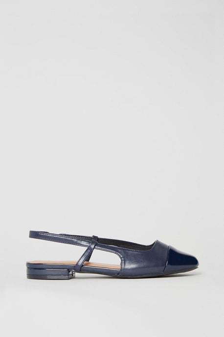 Wide Fit Penelope Slingback Toe Cap Detail Flat Pumps