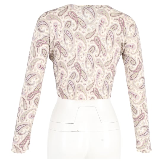 Etro Cropped Paisley Cardigan in Beige Wool - Image 6