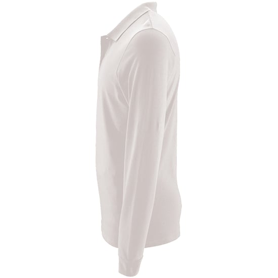 SOLS Heren Perfecte Lange Mouw Pique Polo Shirt (Wit) - Image 3