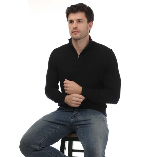 Herrens Ted Baker Limehas Merinoull Core Halvdraget Sweatshirt i Marinblå - Image 4