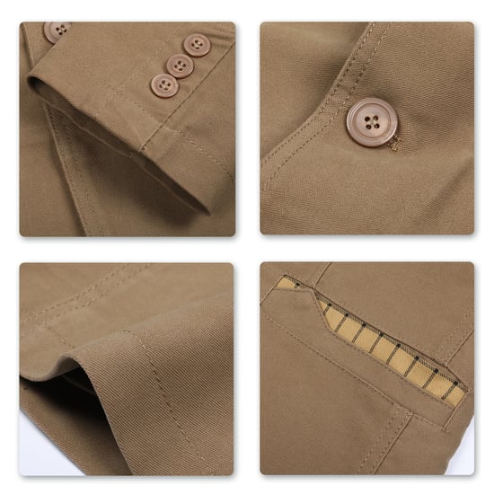 Mens Casual 2 Buttons Autumn Blazer Slim Fit Sport Coat Beige