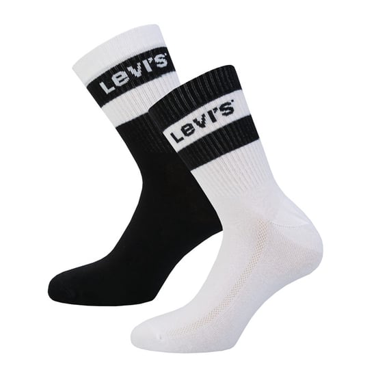 Men's Levis Sport Logo 2 Pack Socks in White Black - Image 1