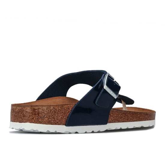 Women's Birkenstock Gizeh Patent Sandals Narrow Width in Dark Blue