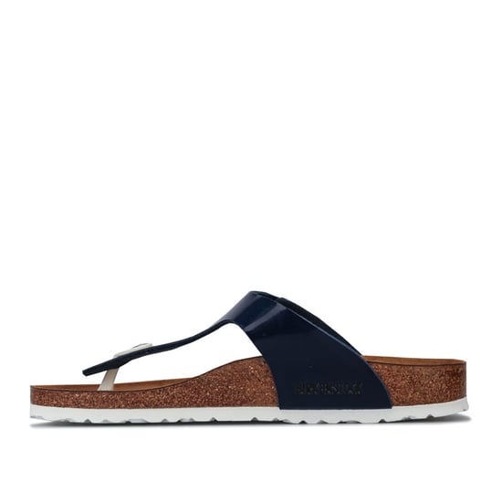 Women's Birkenstock Gizeh Patent Sandals Narrow Width in Dark Blue
