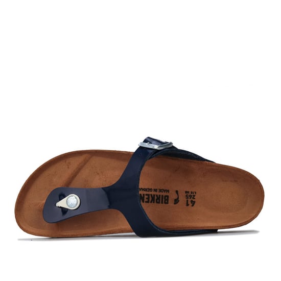 Women's Birkenstock Gizeh Patent Sandals Narrow Width in Dark Blue