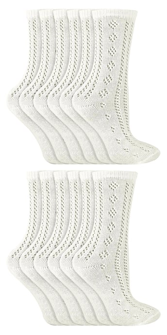 12 Pairs Multipack Girls Pelerine Ankle Cotton Socks - White - Image 1
