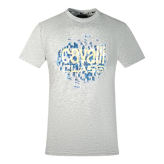 Cavalli Class Gradien Skala Design Logotyp Grå T-shirt - Image 1