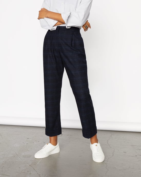Pleat Check Turn Up Trouser