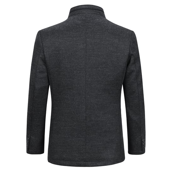 Kort Slim Fit-kappa för män med ståkrage Business Casual Ullöverrock Grå - Image 3