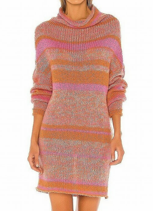 Free People Women's Sweater Dress Pink  Candy Stripe Tunic