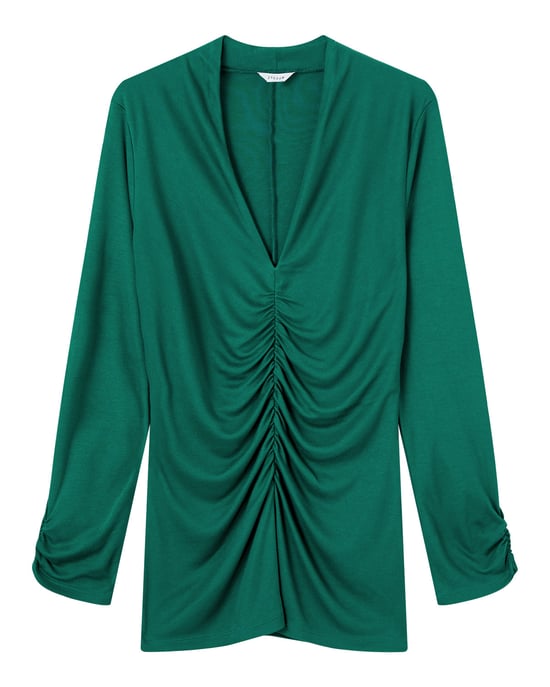 Gathered V Neck Jersey Top