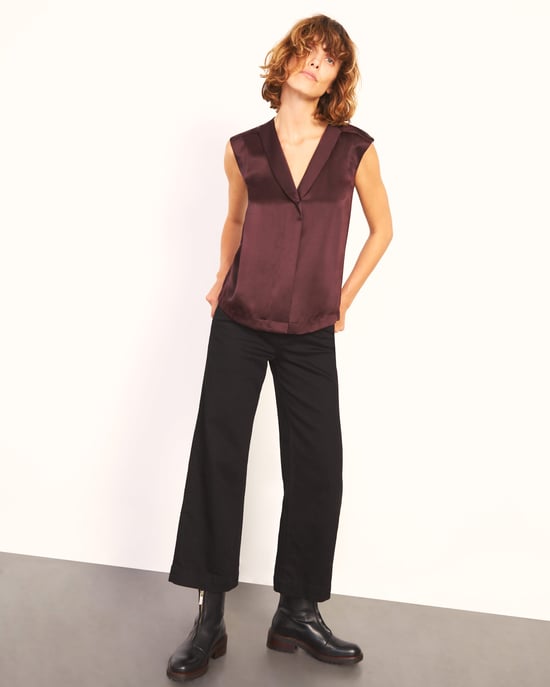 Lapel Silk Front Shirt