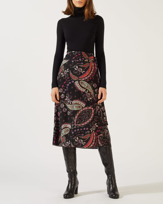 Paisley Wrap Midi Skirt