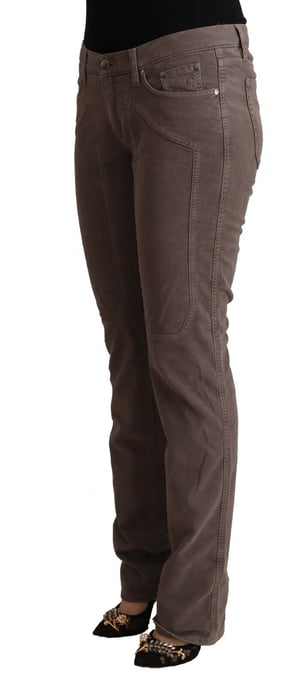 Jeckerson Women's Brown Cotton Low Waist Iconic Patches Leg Denim Jeans