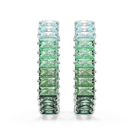 Swarovski 'Matrix Baguette' Women's Base Metal Hoop Earrings - Silver 5705787 - Image 2