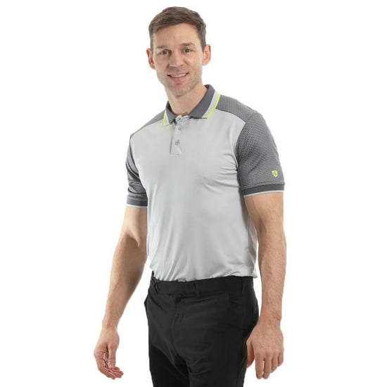 Island Green Mens Golf Polo Shirt (Silver Grey/Charcoal) - Image 4