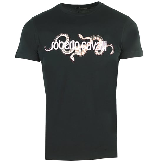 Roberto Cavalli Stud Brand Logo Black T-Shirt