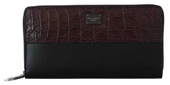 Dolce & Gabbana Men's Black Zip Around Continental Clutch Exotic Leather Wallet - Image 1