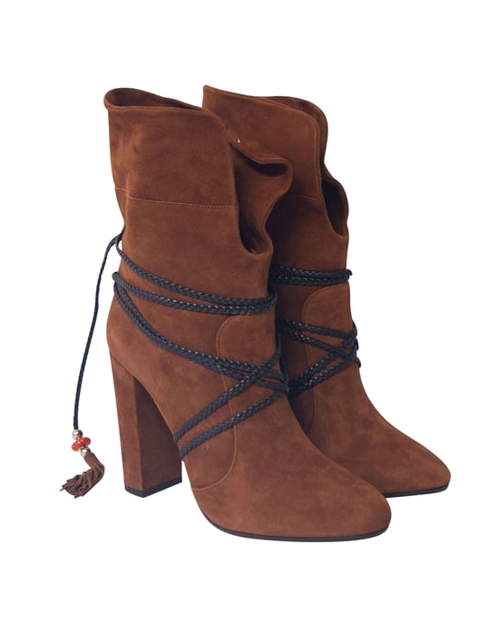 Aquazzura Moonshine Boots with Tie in Brown Suede - Image 3