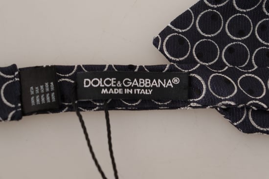 Dolce & Gabbana Black White Round 100% Silk Neck Papillon Men's Tie