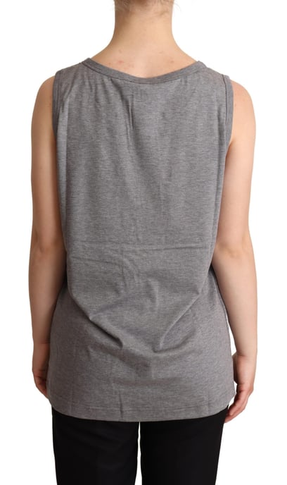 Dolce & Gabbana Women's Gray Sleeveless Round Neck Tank Top T-shirt - Image 3