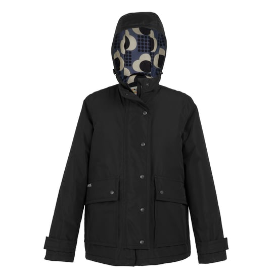 Regatta Womens/Ladies Orla Kiely Rain Cloud Mid Length Waterproof Jacket (Black/Grey) - Image 1