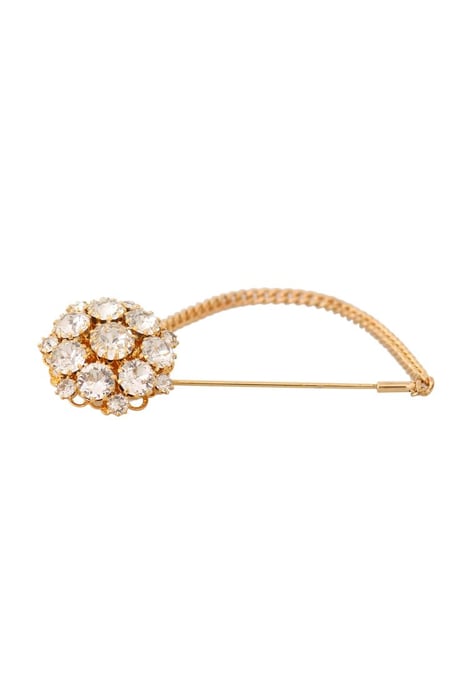Dolce & Gabbana Women's Gold Brass Clear Crystal Chain Pin Brooch Gold