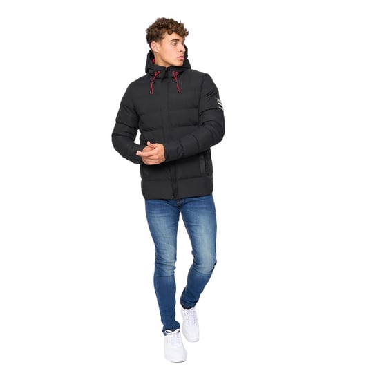 Crosshatch Mens Kampleys Embossed Padded Jacket (Black) - Image 4