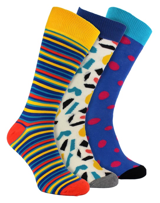 HS by Happy Socks - Mens 3 Pack Classic Striped Dress Socks - Stripe (Brights) - Image 1