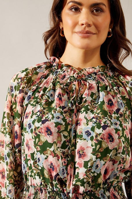 Printed Tie Detail Maxi Dress