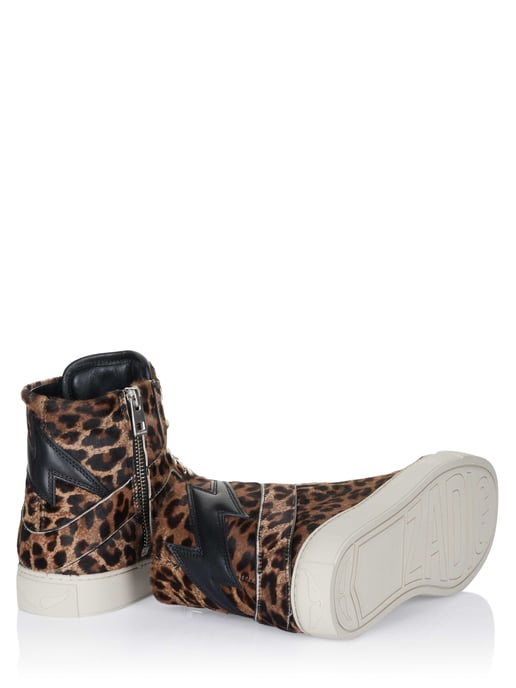 Zadig Voltaire High Flash Printed Cowskin Wit schoenen bruin - Image 3