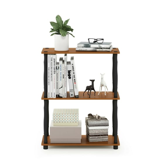 Furinno Turn-N-Tube 3-Tier Compact Multipurpose Shelf Display Rack with Classic Tube, Light Cherry/Black