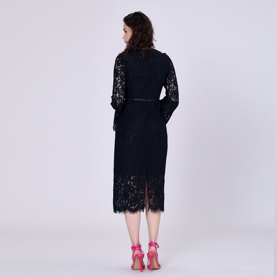 Bustier lines and tulip sleeves lace dress - Image 3