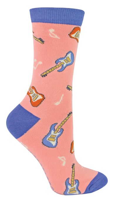 Miss Sparrow - Womens Novelty Guitar Bamboo Socks - Guitar (Pink) - Image 1