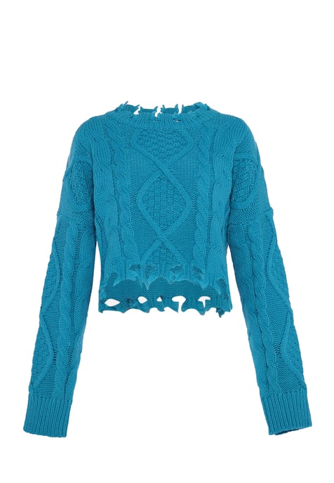 Mymo Knitted pullover women turquoise - Image 1