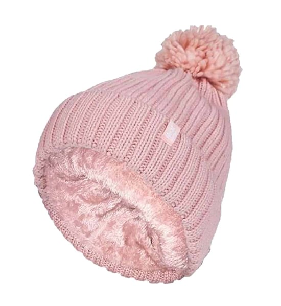 Ladies Ribbed Cuffed Thermal Insulated Winter Pom Pom Bobble Hat - Image 1