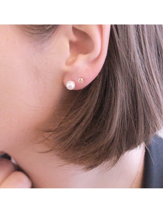 Full Moon Pearl Earrings - Rose Gold and Crystal - Image 2