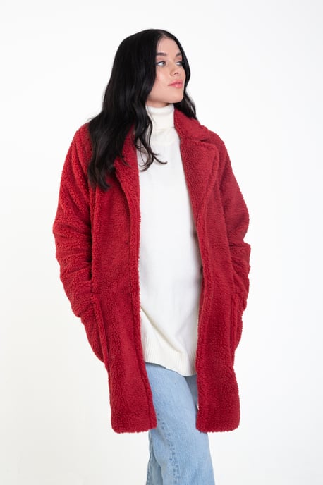Faux Fur Longline Teddy Overcoat