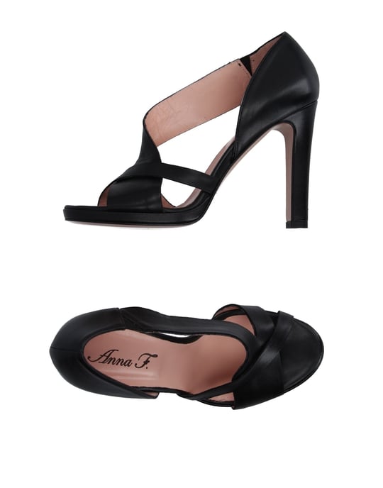 Anna F. Black Nappa Leather Heeled Sandals