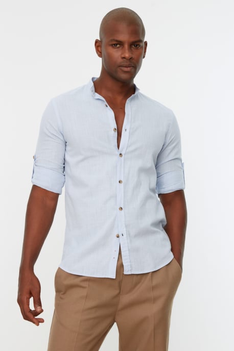 Trendyol Men's Mandarin collar  Plain Woven Shirt - Image 2