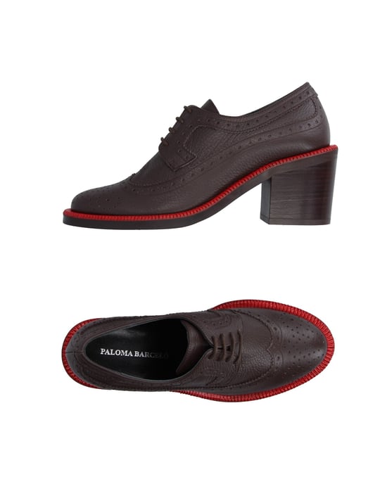 Paloma Barcelo Dark Brown Textured Leather Lace Up Heels