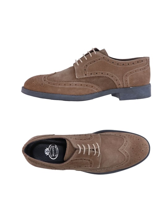 Brawn's Khaki Leather Lace Up Shoes