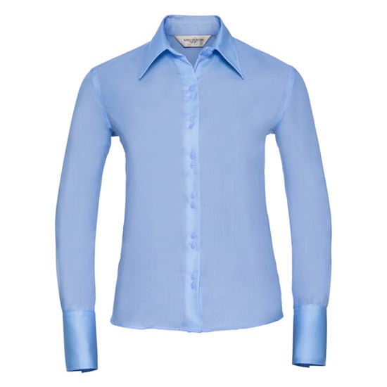 Russell Collection Womens/Ladies Ultimate Non-Iron Tailored Long-Sleeved Shirt (Bright Sky) - Image 1