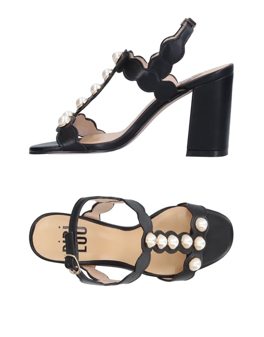 Bibi Lou Black Beaded Leather Heeled Sandals