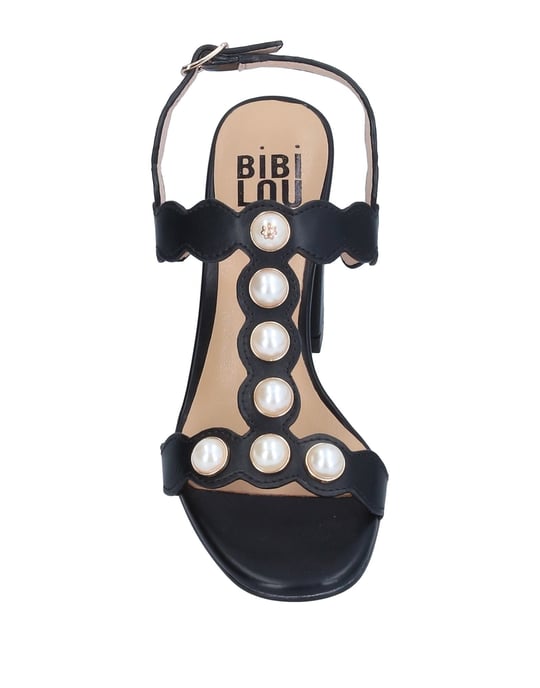Bibi Lou Black Beaded Leather Heeled Sandals