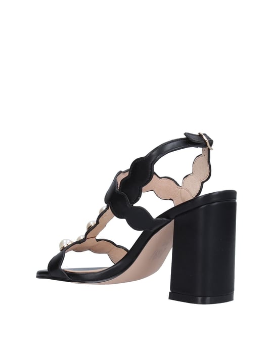 Bibi Lou Black Beaded Leather Heeled Sandals