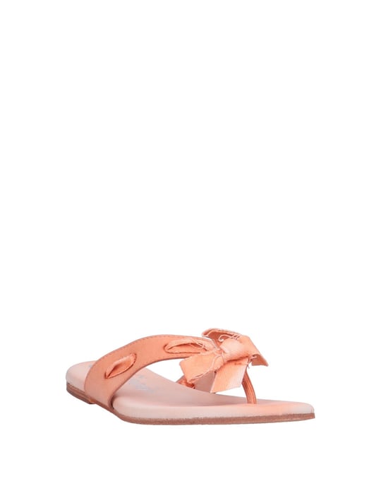Cafènoir Women's Toe Post Sandals Orange Leather