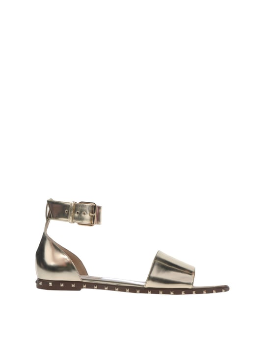Valentino Garavani Platinum Leather Flat Sandals